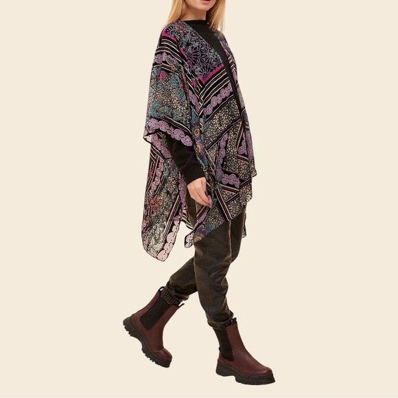 By Anthropologie Women’s One Size Sheer Burnout Kimono Bohemian Whimsigoth - Picture 3 of 16
